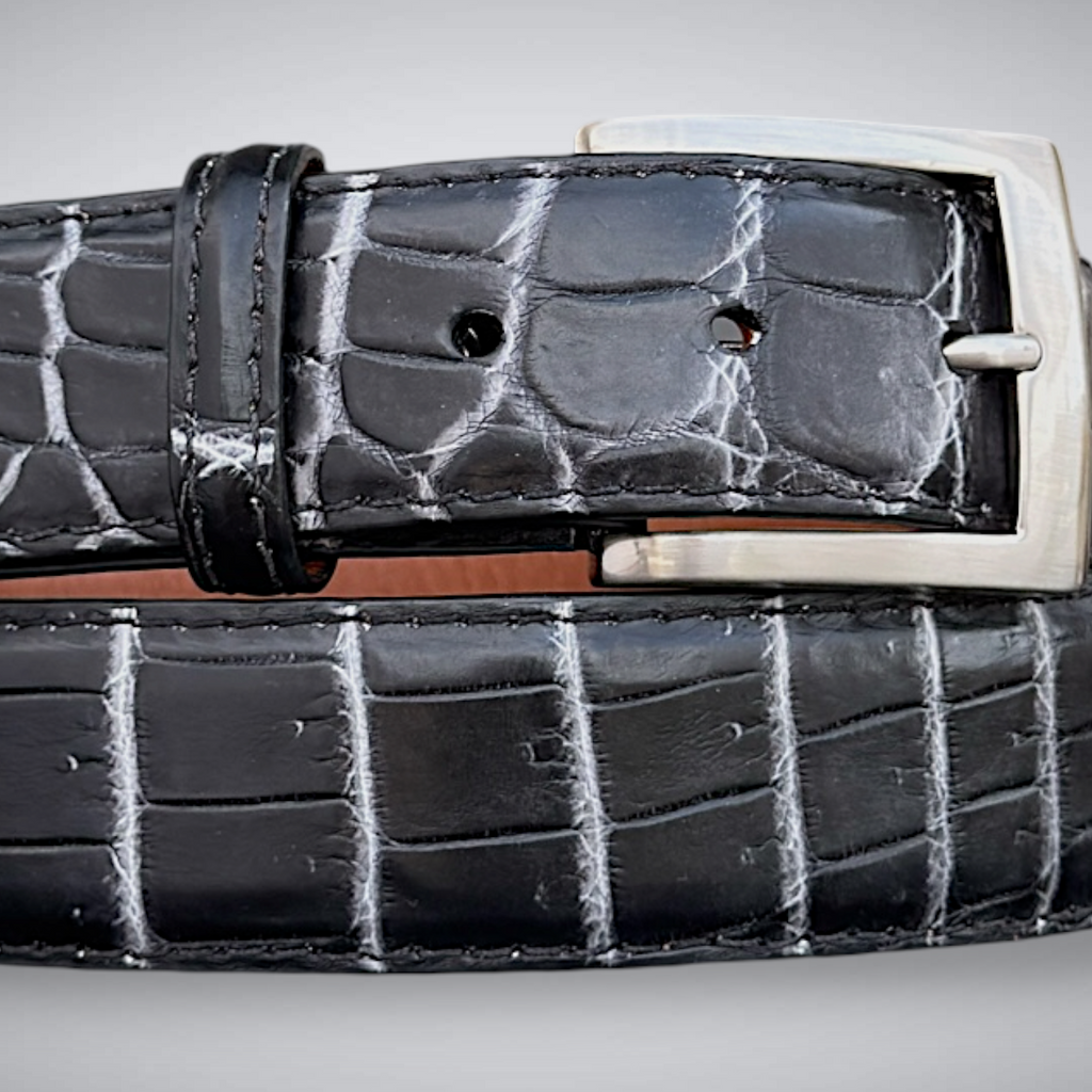 Crocodile Belt — Black and White | Nile