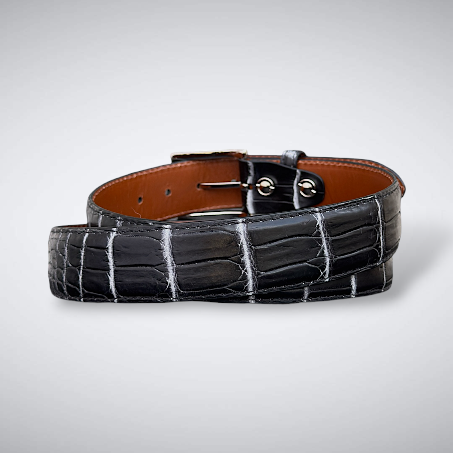 Crocodile Belt — Black and White | Nile
