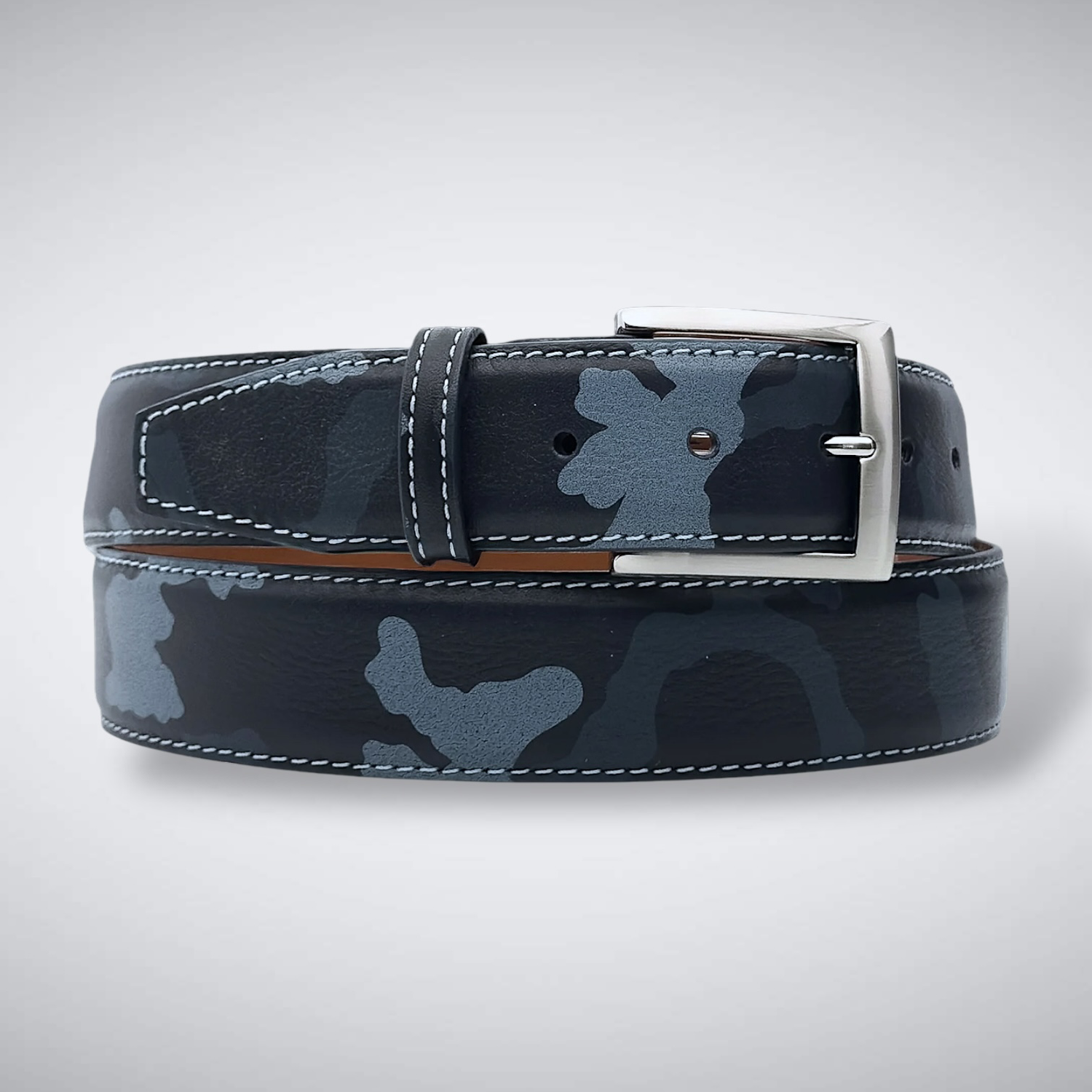 Italian Calf Belt: Navy Camo