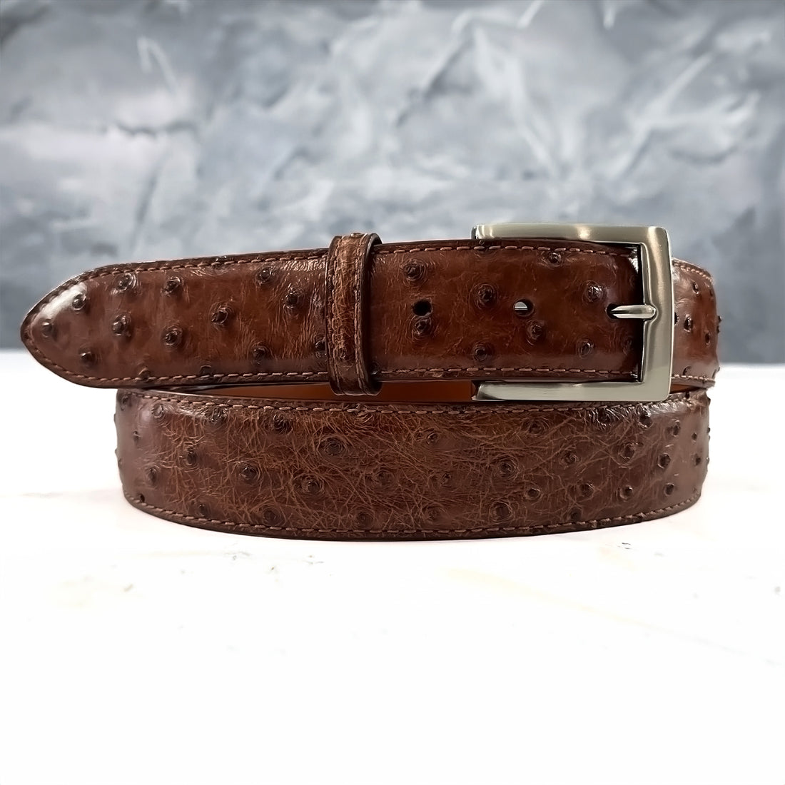 Ready To Ship Ostrich Quill Belt: Brandy 1.5&quot; width