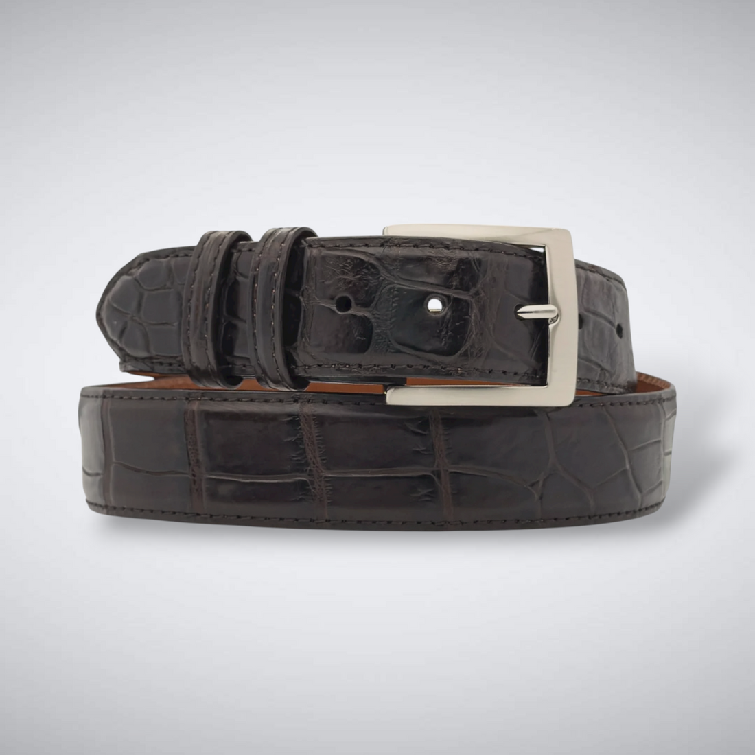 Matte Single-Piece American Alligator Belt: Chocolate