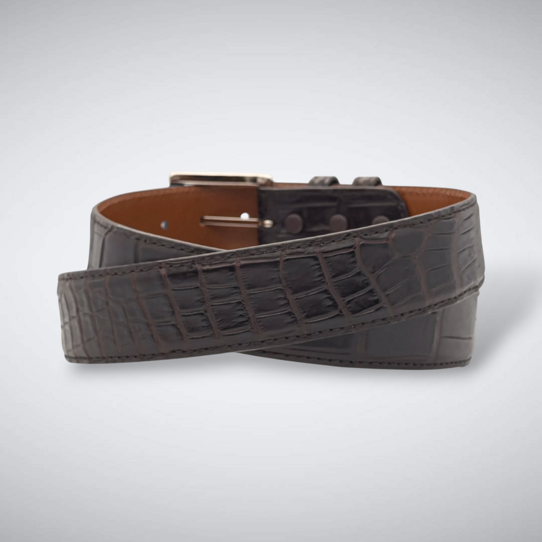 Matte Single-Piece American Alligator Belt: Chocolate