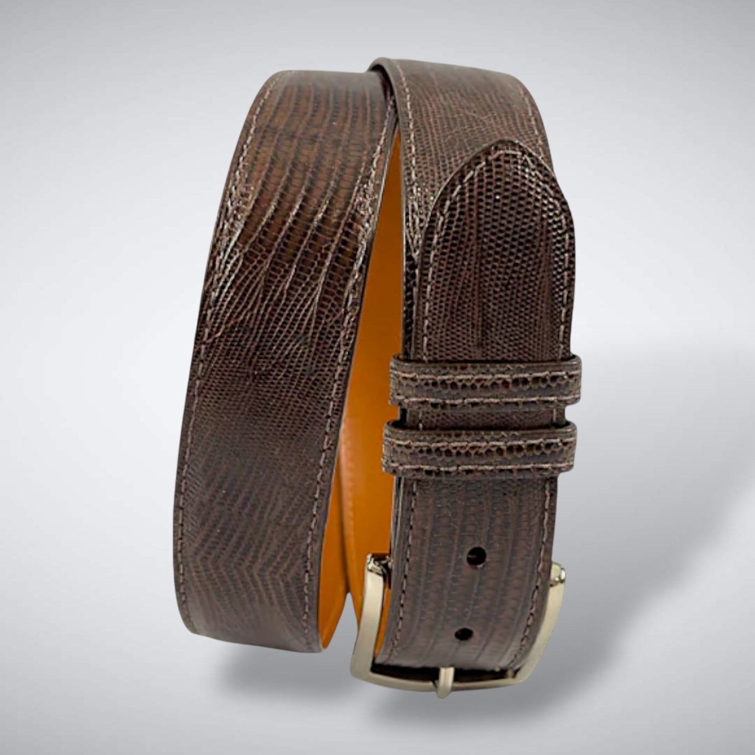 Pantanal Lizard Belt (Brown Tonal Stitch)