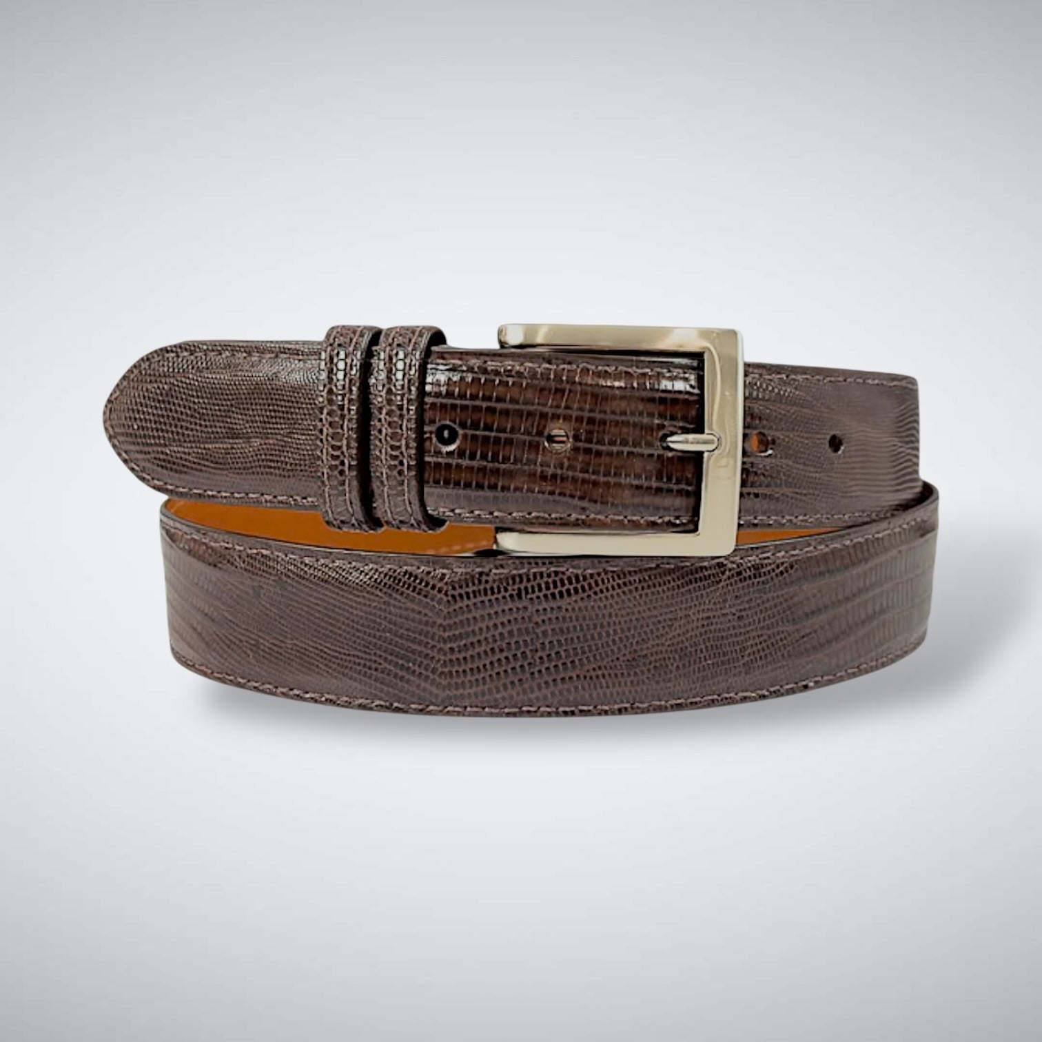 Pantanal Lizard Belt (Brown Tonal Stitch)