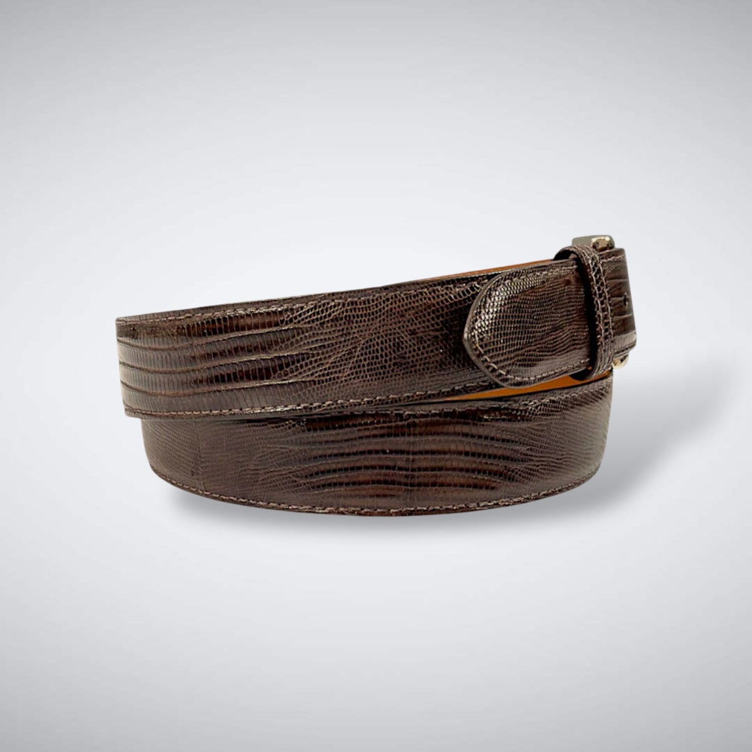 Pantanal Lizard Belt (Brown Tonal Stitch)