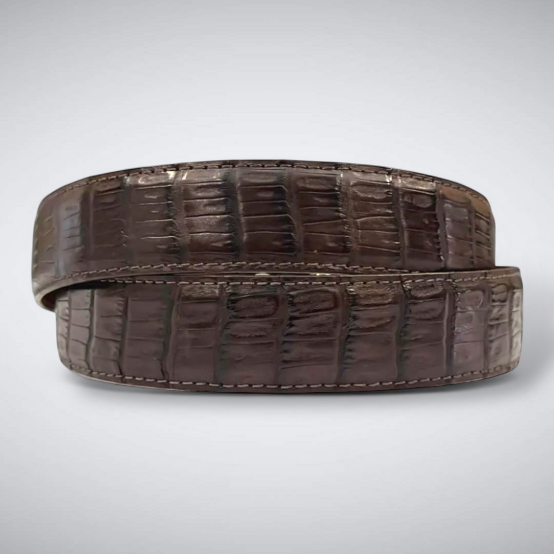 Matte Caiman Tail Belt: Brown