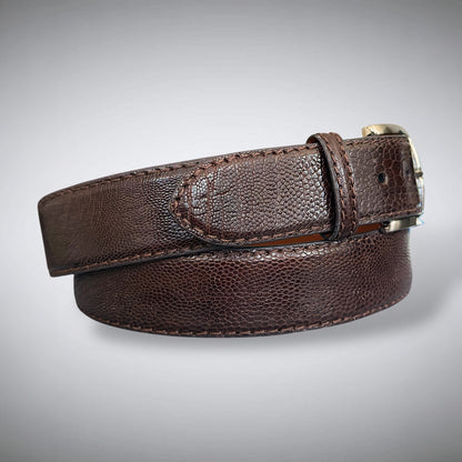 Ostrich Shin Belt: Coffee Brown