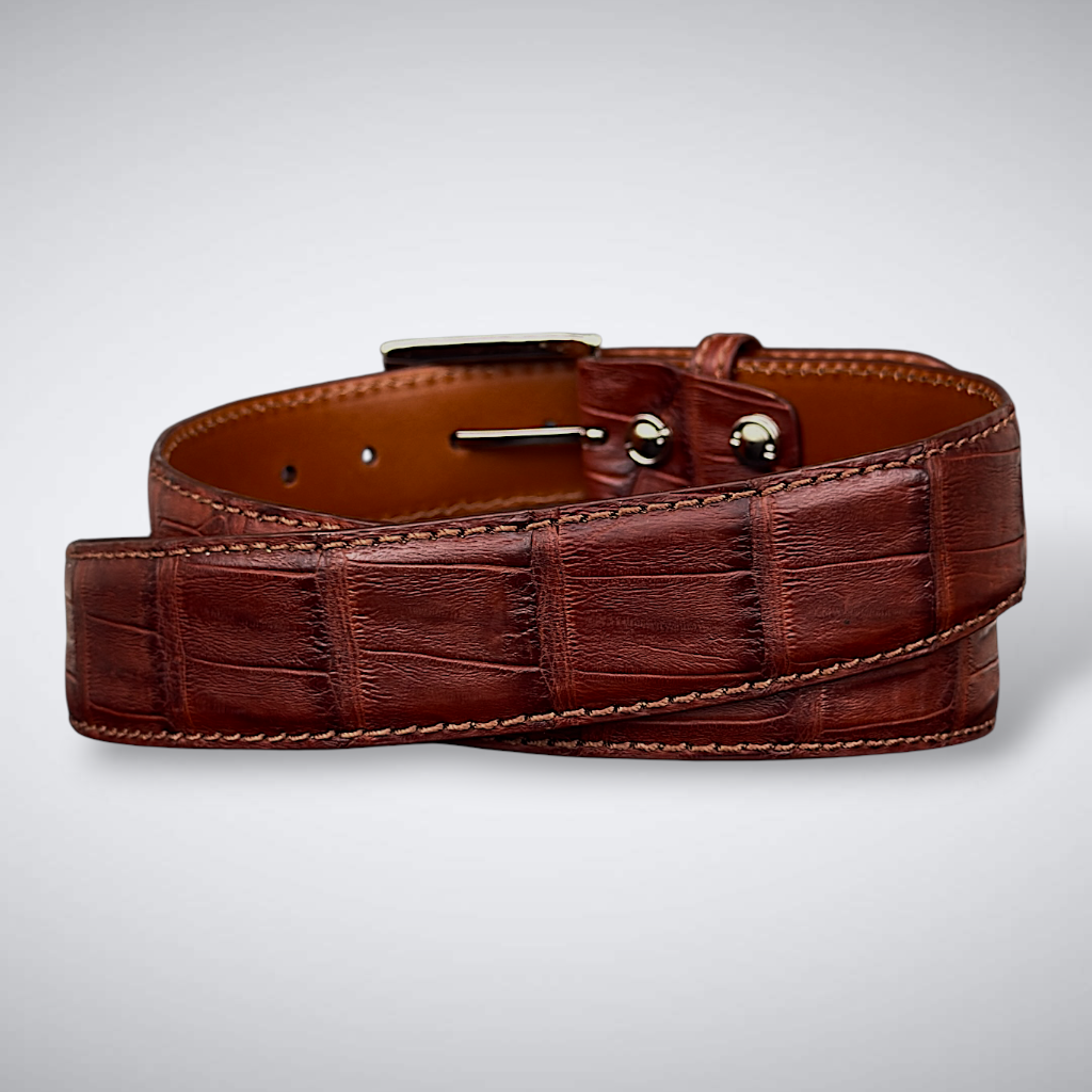 Caiman Belt — Dark Cognac | Tail Cut