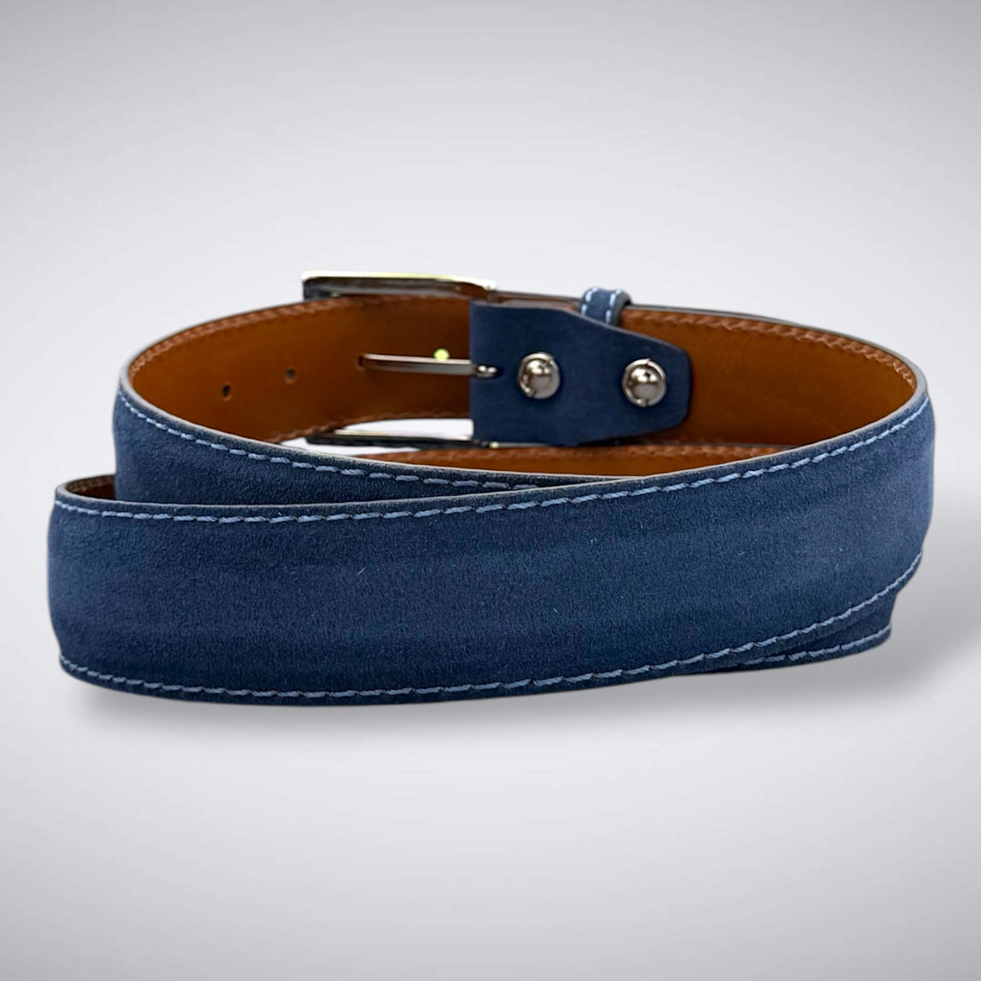 Ready To Ship Italian Calf Suede Belt: Cadet Sky (1.5 Width)