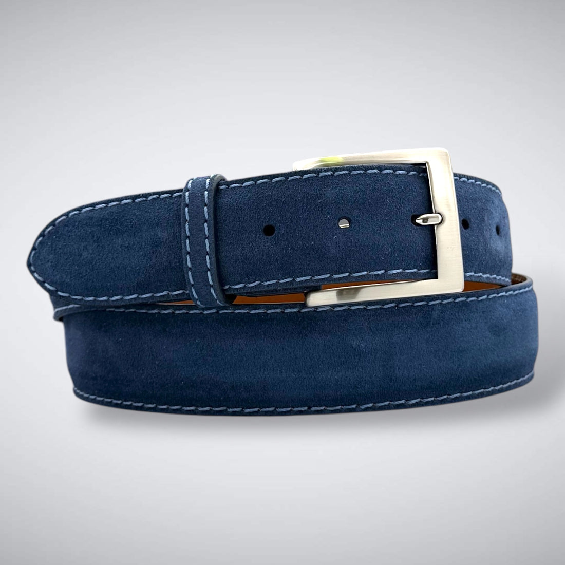 Ready To Ship Italian Calf Suede Belt: Cadet Sky (1.5 Width)