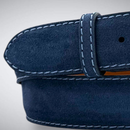 Ready To Ship Italian Calf Suede Belt: Cadet Sky (1.5 Width)