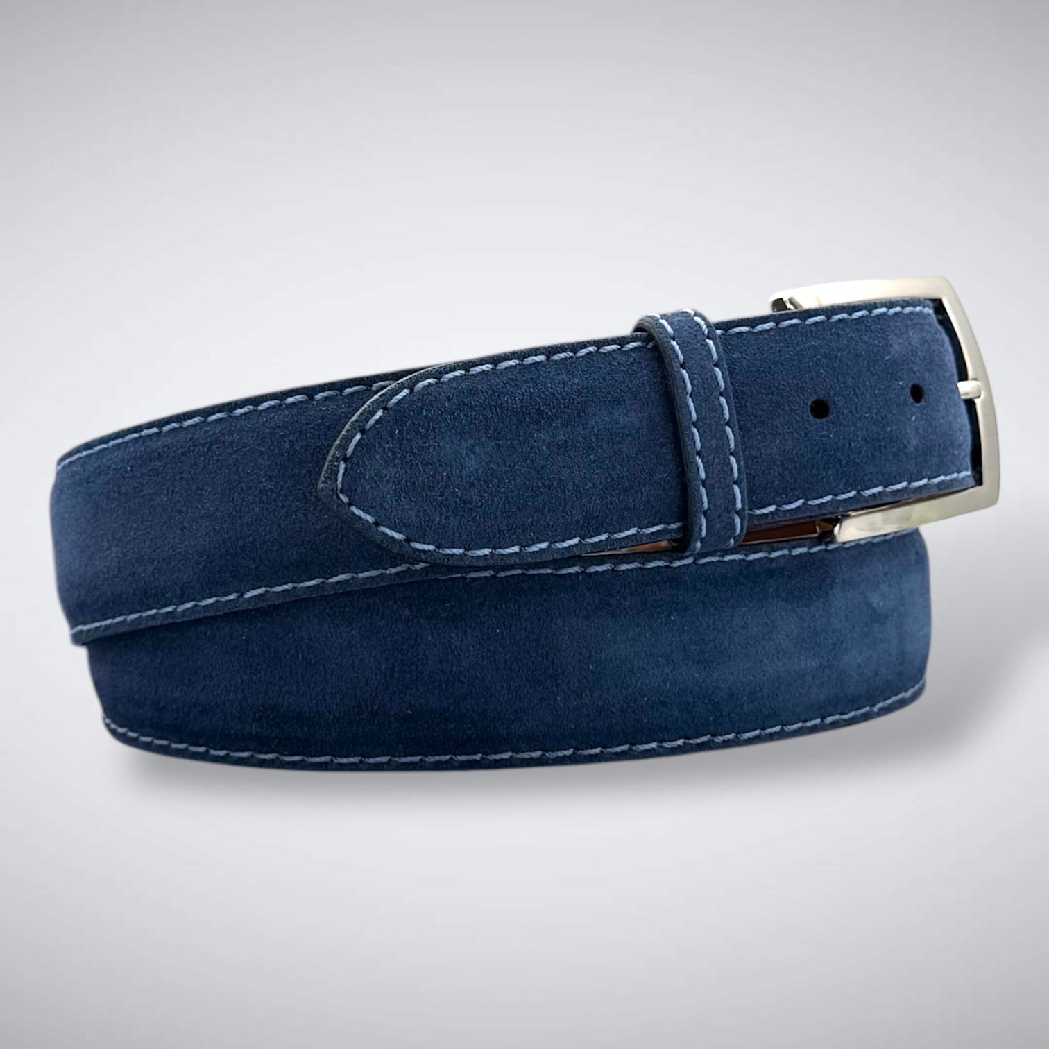Ready To Ship Italian Calf Suede Belt: Cadet Sky (1.5 Width)