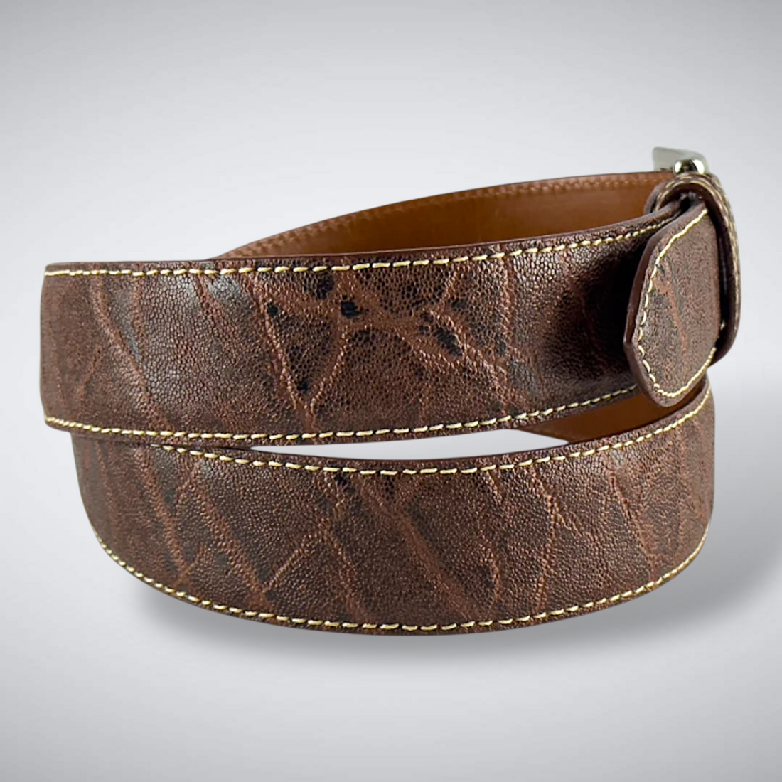 Savannah Elephant Belt (Chestnut Khaki Stitch)