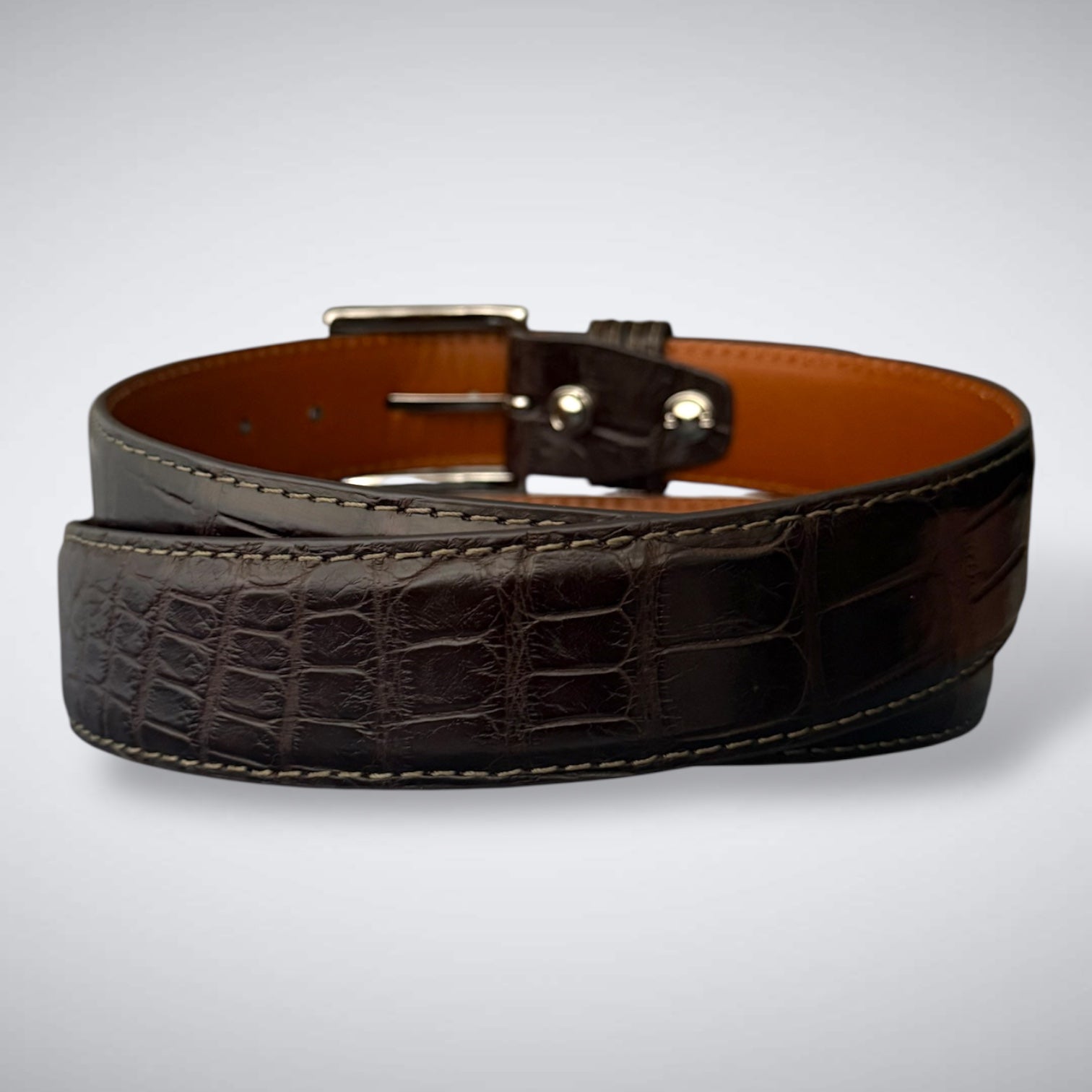 Ready To Ship One Piece Alligator Belt: Chocolate Reserve