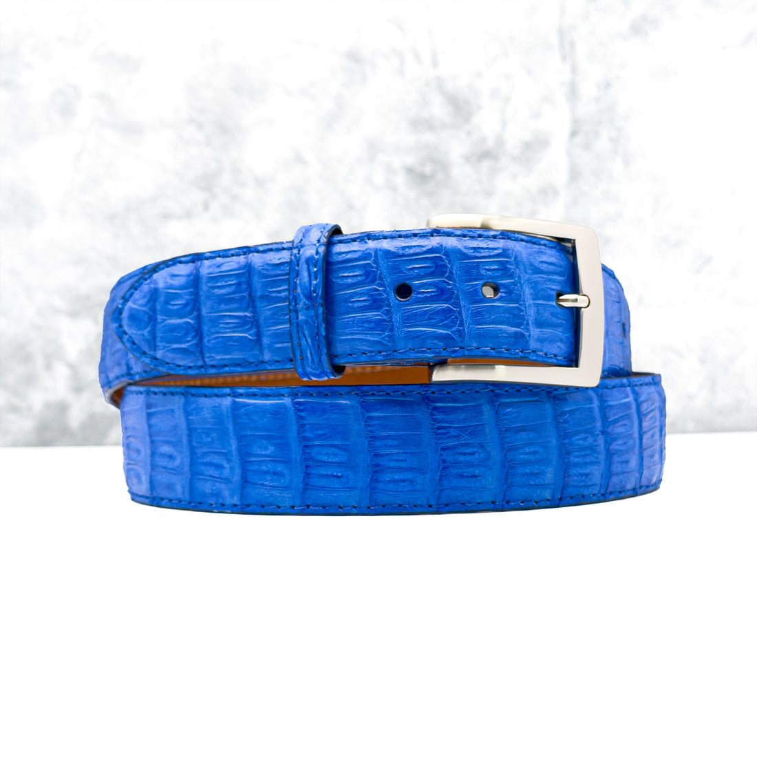 Matte Caiman Tail Belt: Royal