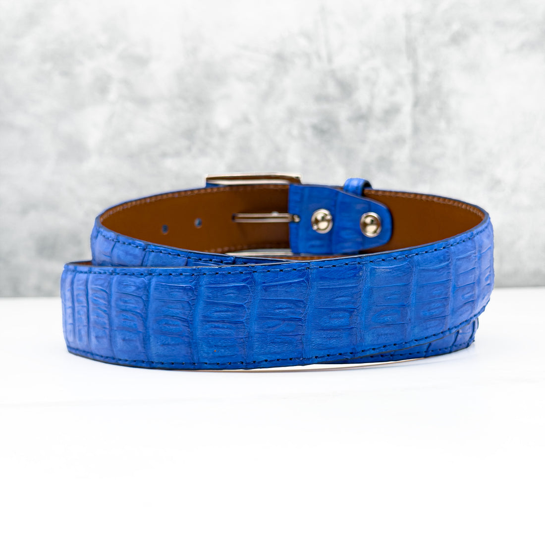 Matte Caiman Tail Belt: Royal