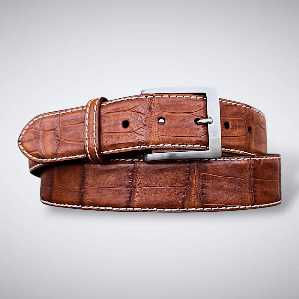 Caiman Belt — Cognac| Tail | White