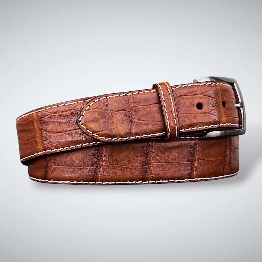 Caiman Belt — Cognac| Tail | White