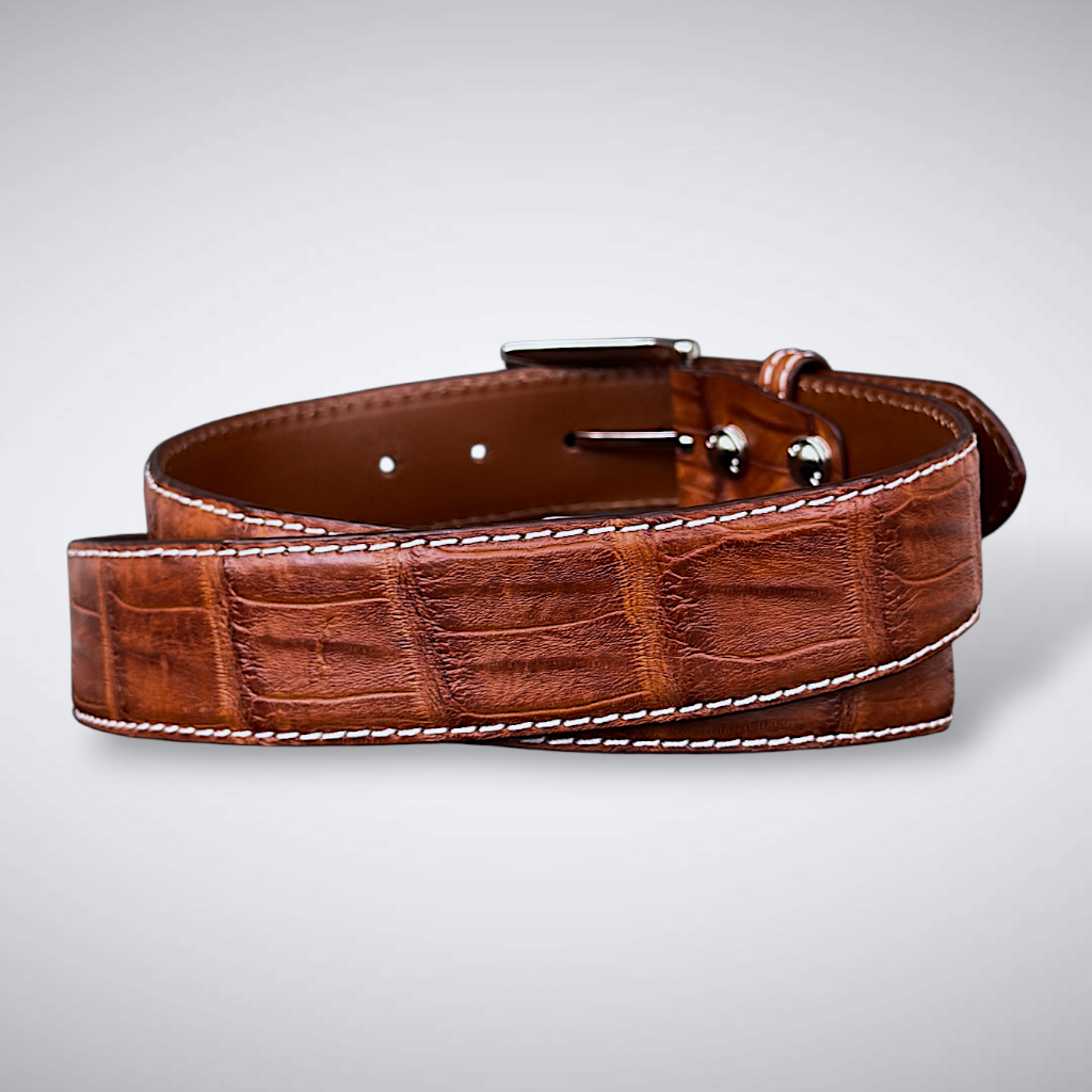 Caiman Belt — Cognac| Tail | White