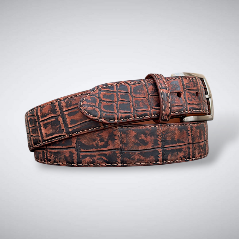 Crocodile Belt — Black and Cognac | Nile