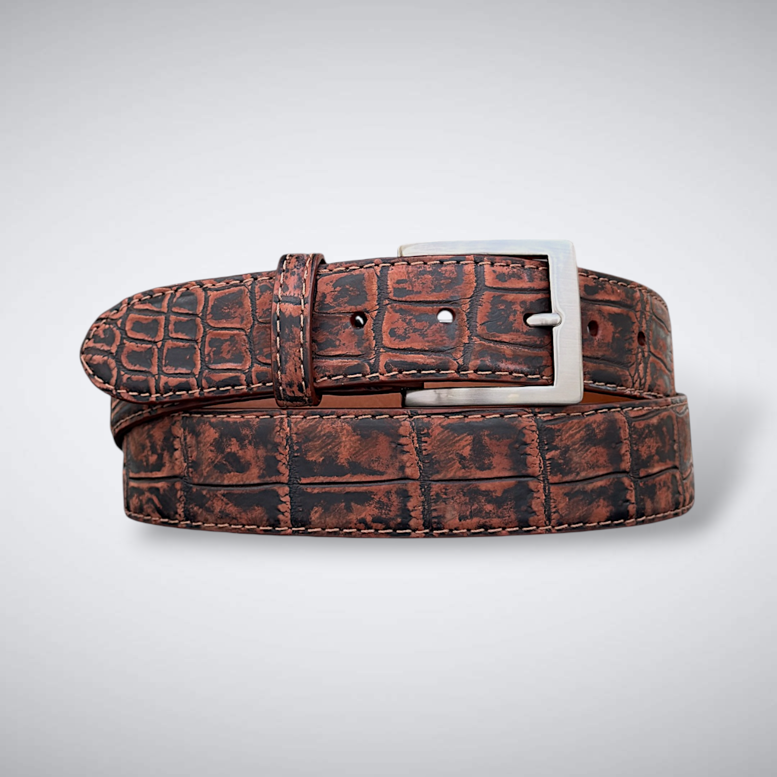 Crocodile Belt — Black and Cognac | Nile