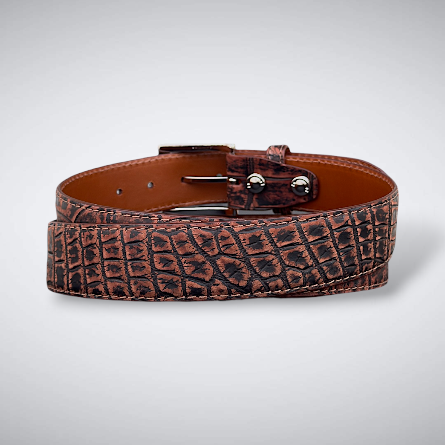 Crocodile Belt — Black and Cognac | Nile