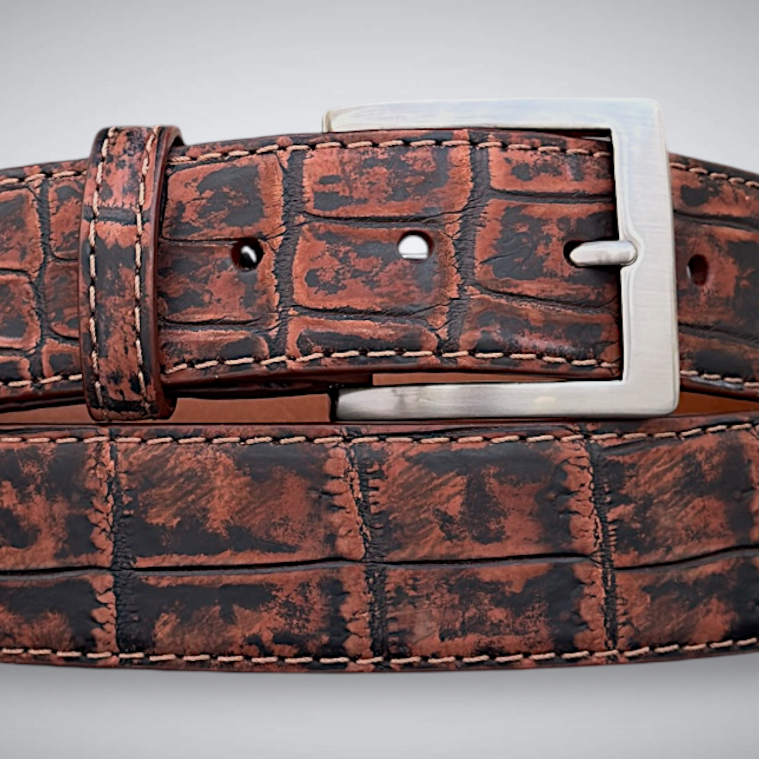 Crocodile Belt — Black and Cognac | Nile
