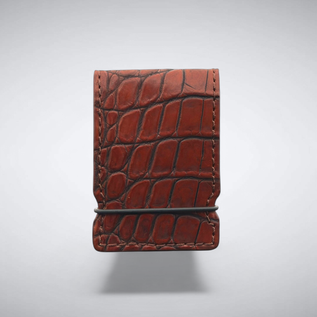 Nile Crocodile Cash Cover — Vintage Cognac