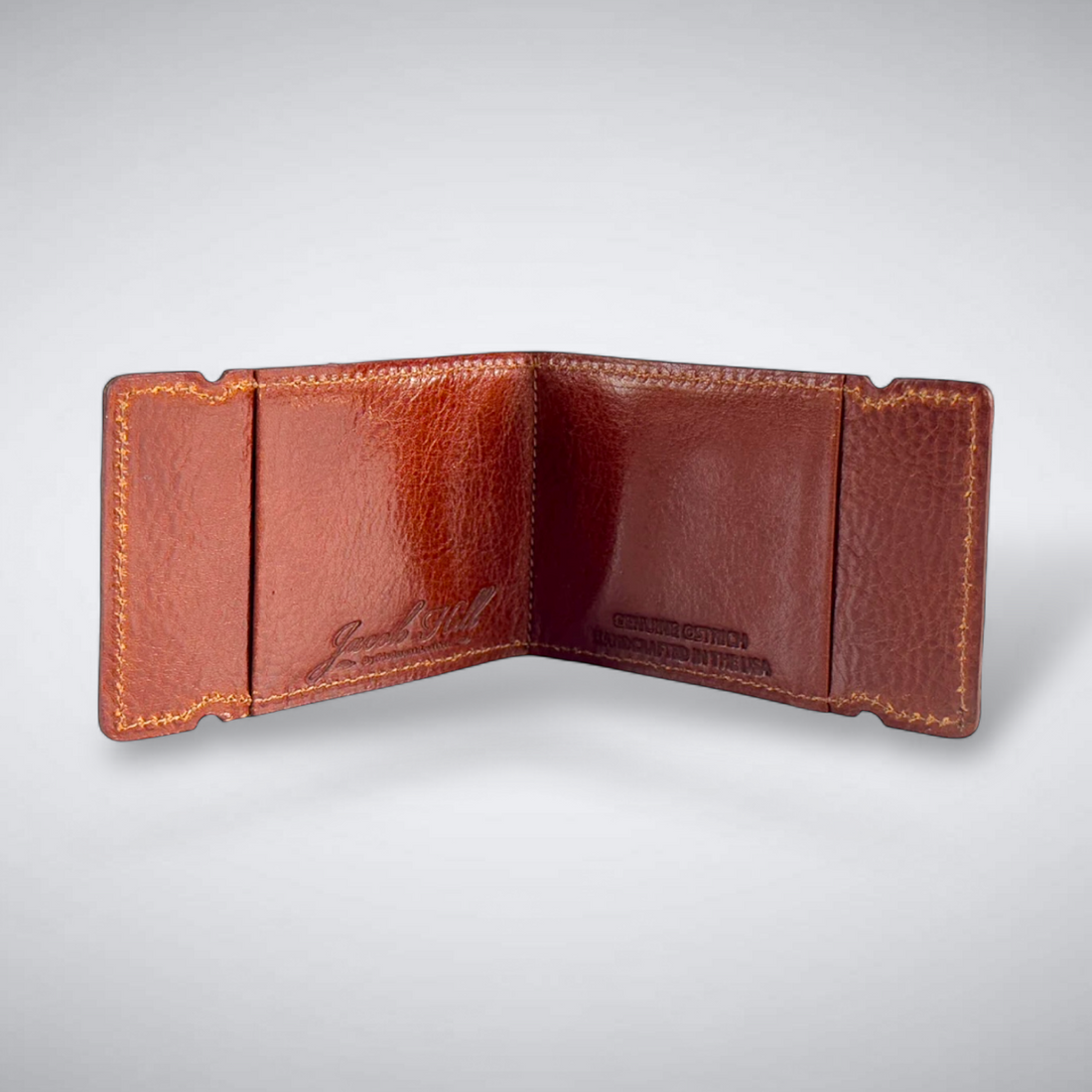The Trevino Cash Cover — Cognac Ostrich Quill with Khaki Stitch