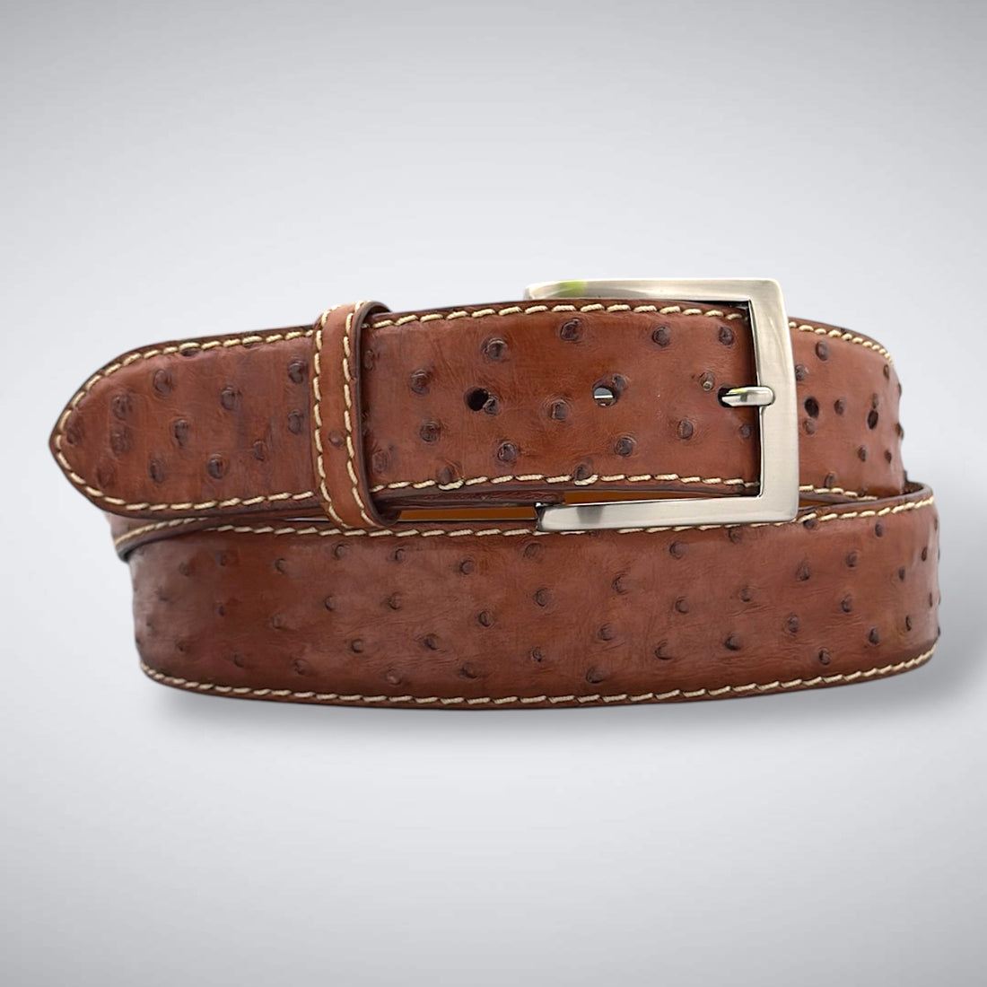 Ostrich Quill Belt: Cognac