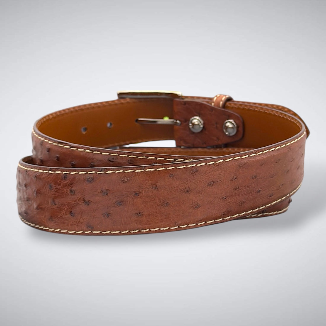 Ostrich Quill Belt: Cognac
