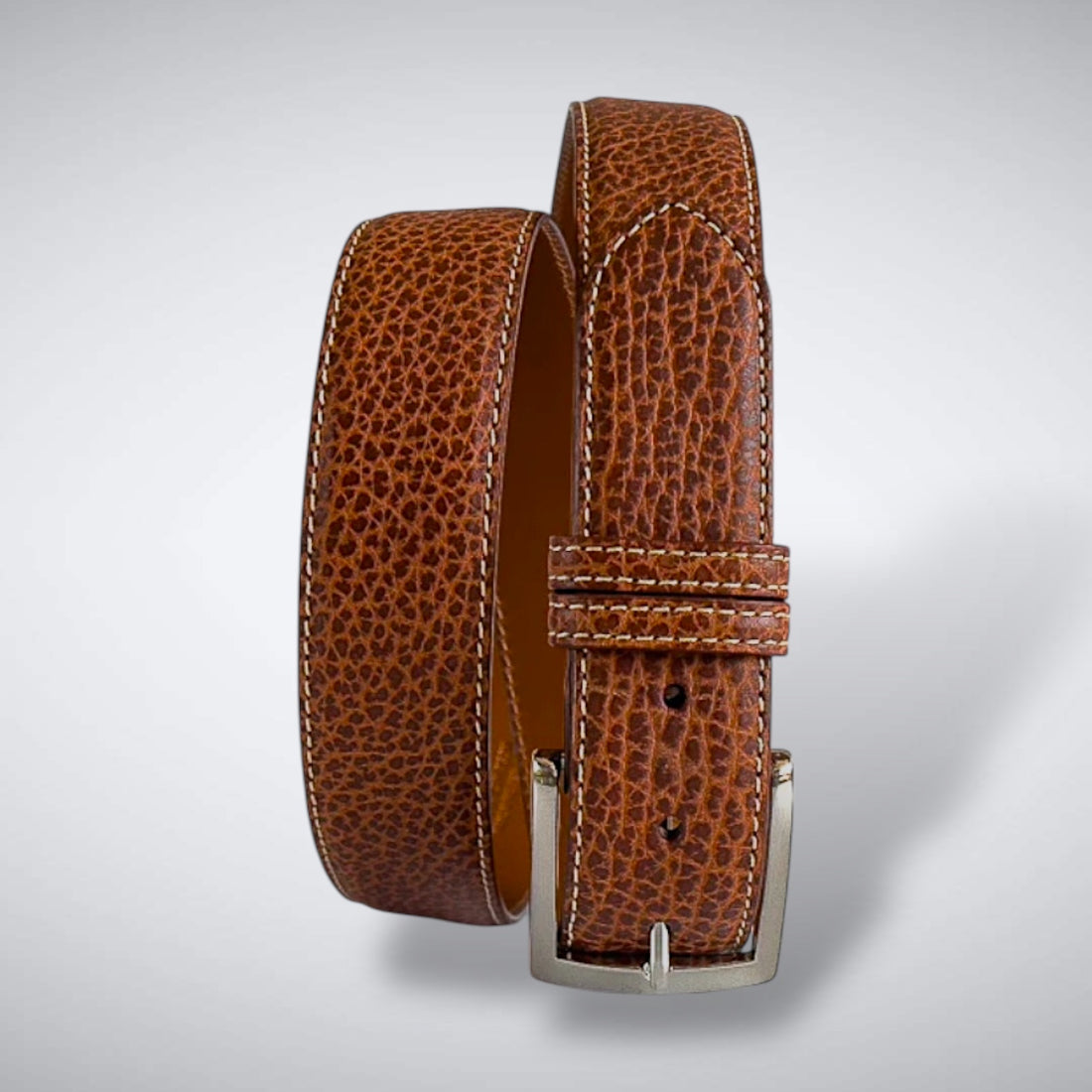 Canyonlands Bison Belt (Cognac Khaki Stitch)