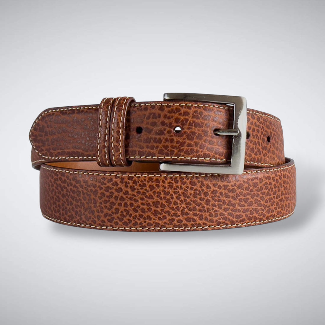 Canyonlands Bison Belt (Cognac Khaki Stitch)