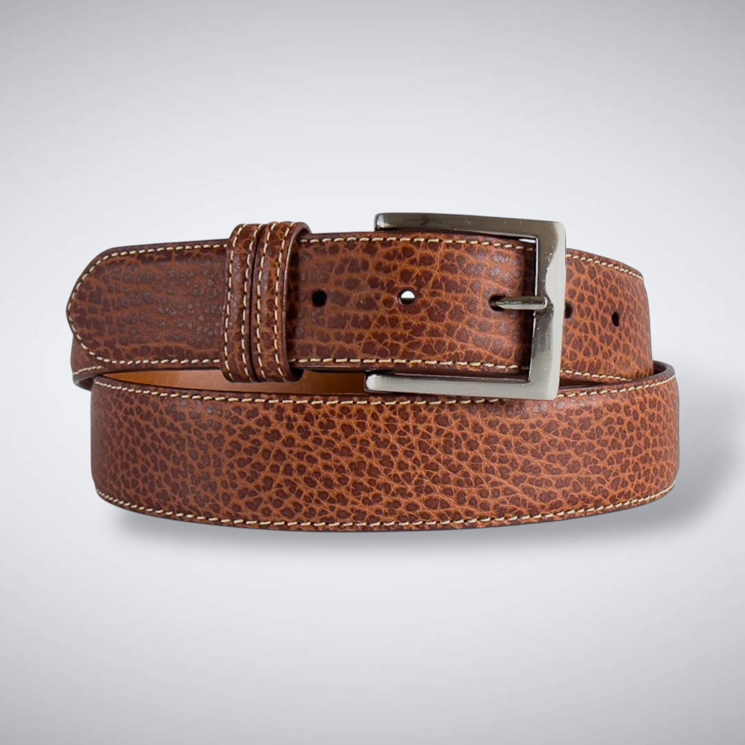 Canyonlands Bison Belt (Cognac Khaki Stitch)
