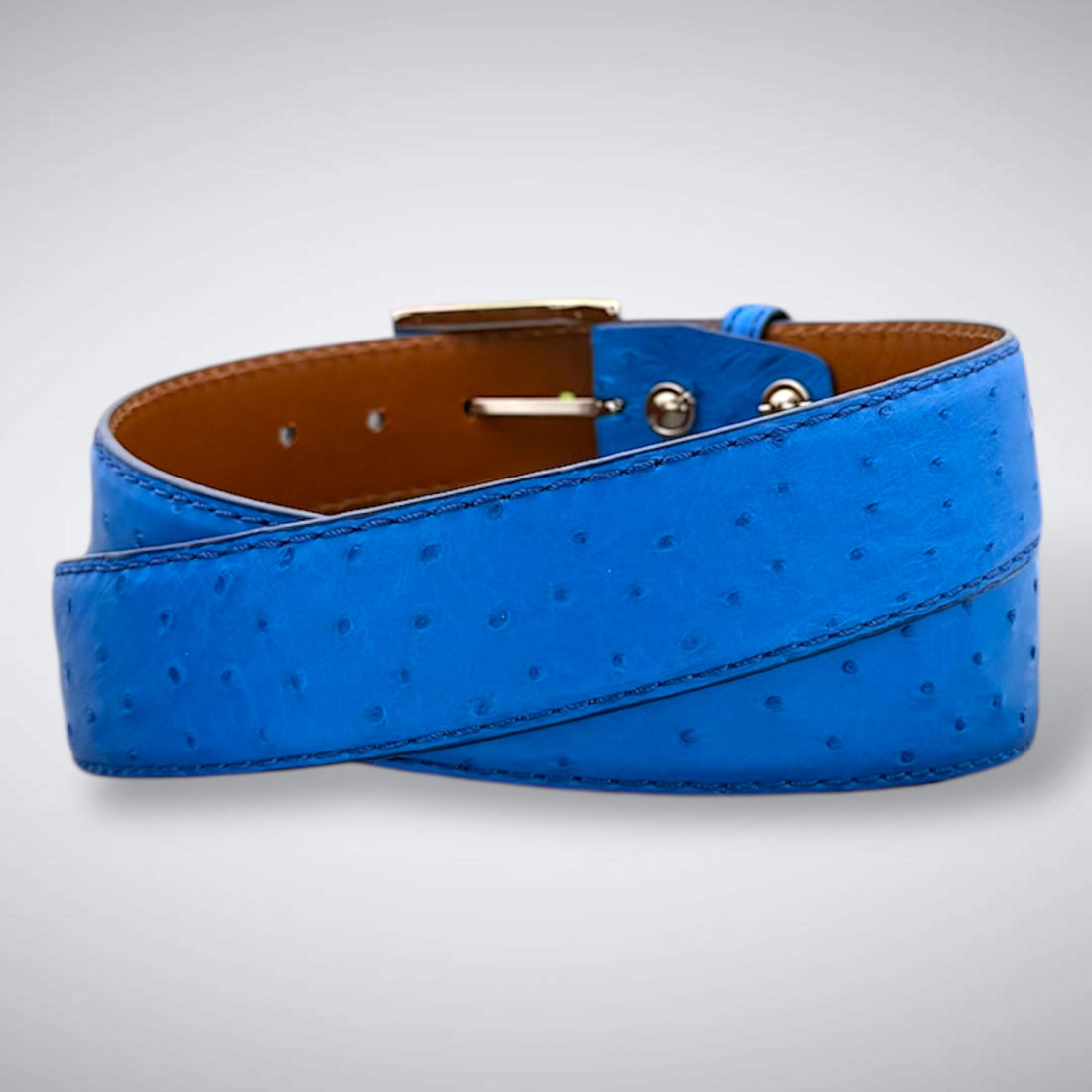 Ready To Ship Ostrich Quill Belt: Cosmic Blue 1.5&quot; width