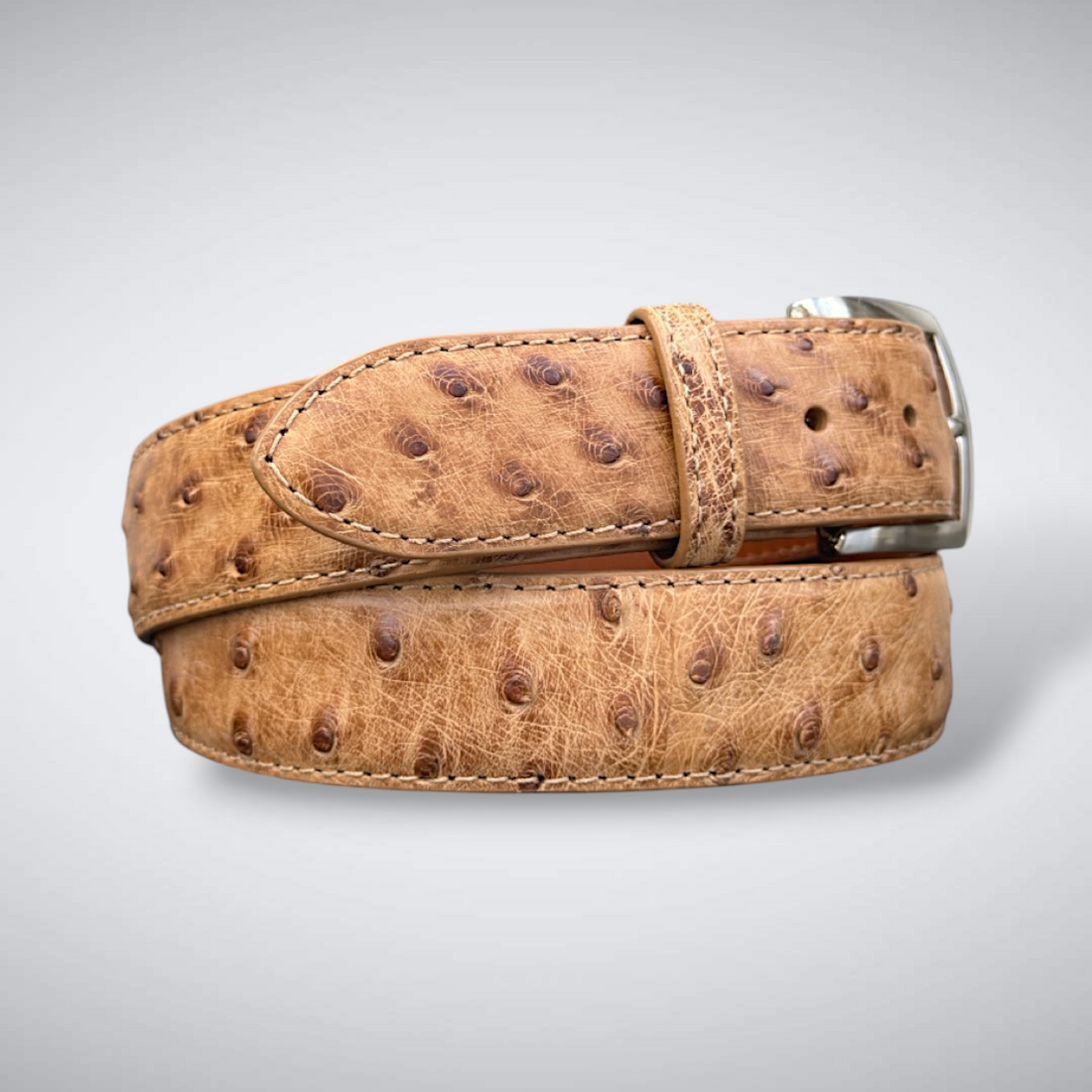 Ready To Ship Ostrich Quill Belt: Umber