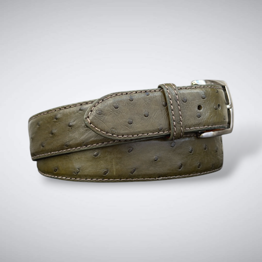 Ready To Ship Ostrich Belt: Olive
