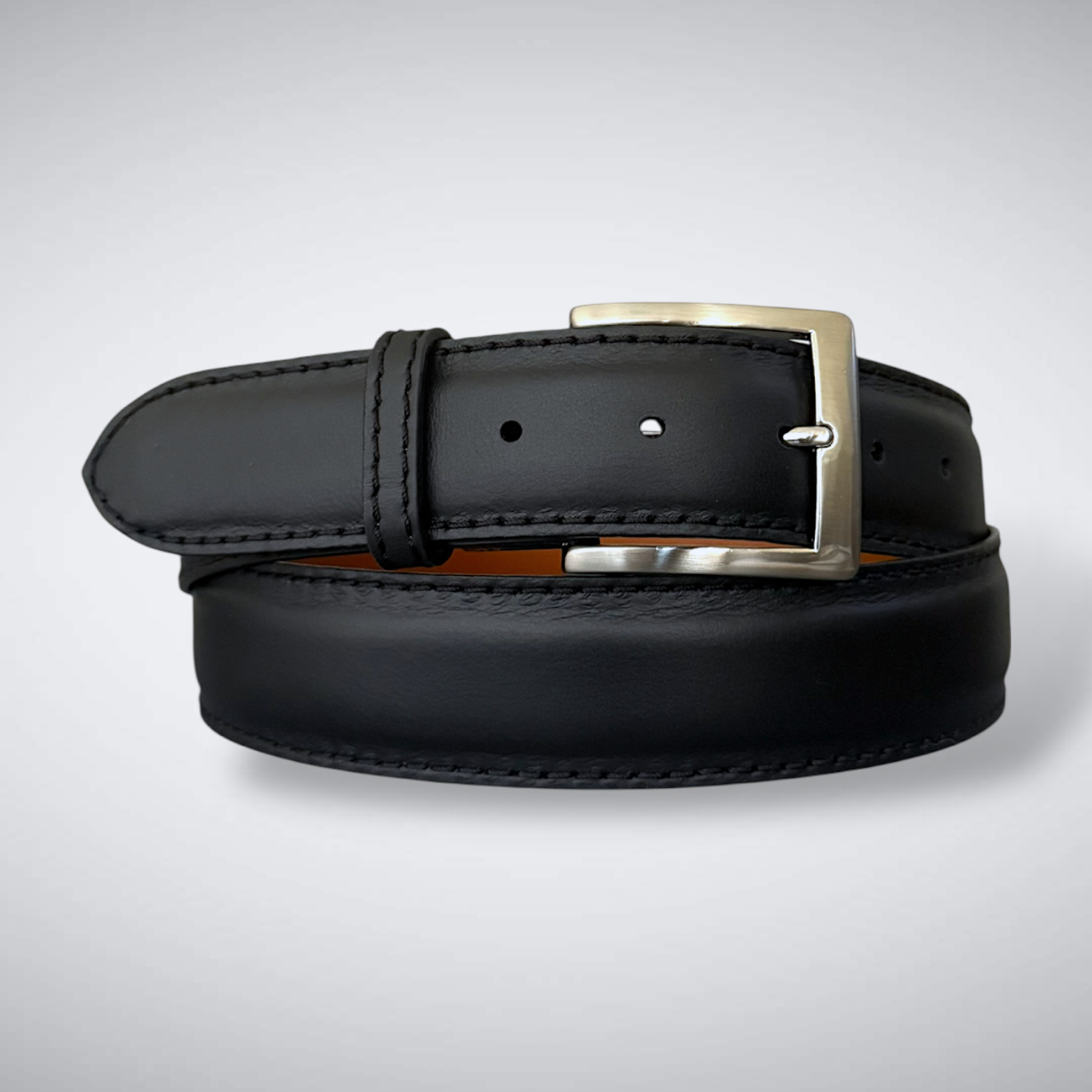 Italian Calf Belt – Nero Classico (Black / Black Stitch)