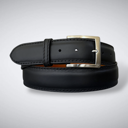 Italian Calf Belt – Nero Classico (Black / Black Stitch)