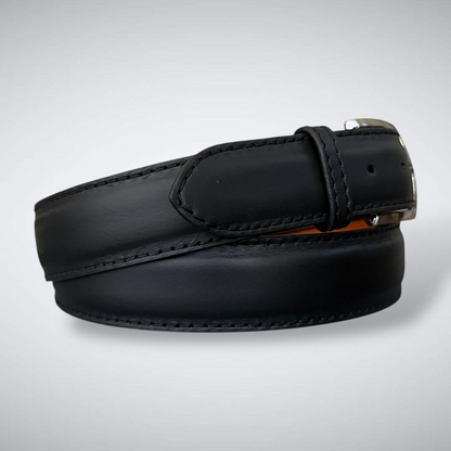 Italian Calf Belt – Nero Classico (Black / Black Stitch)