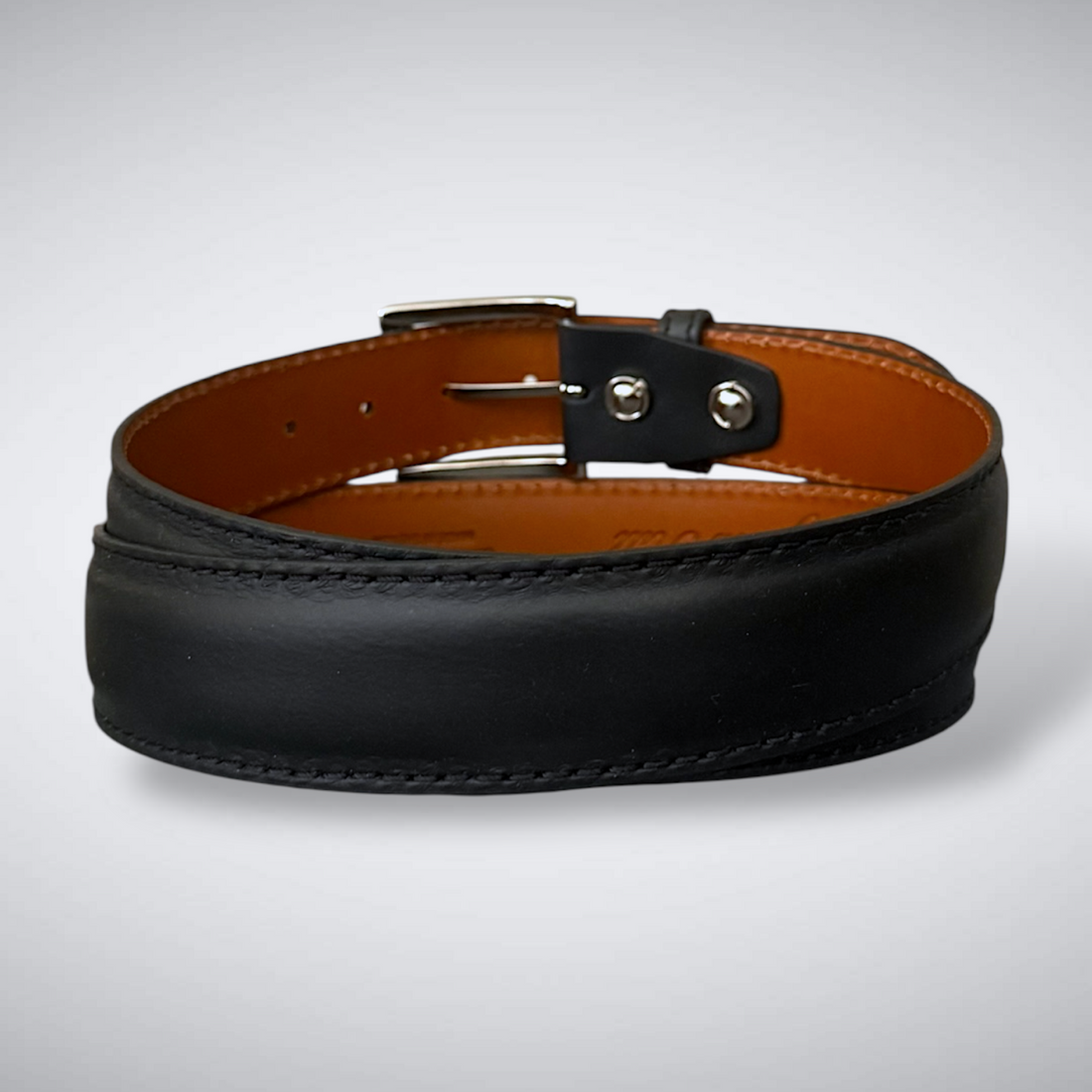 Italian Calf Belt – Nero Classico (Black / Black Stitch)
