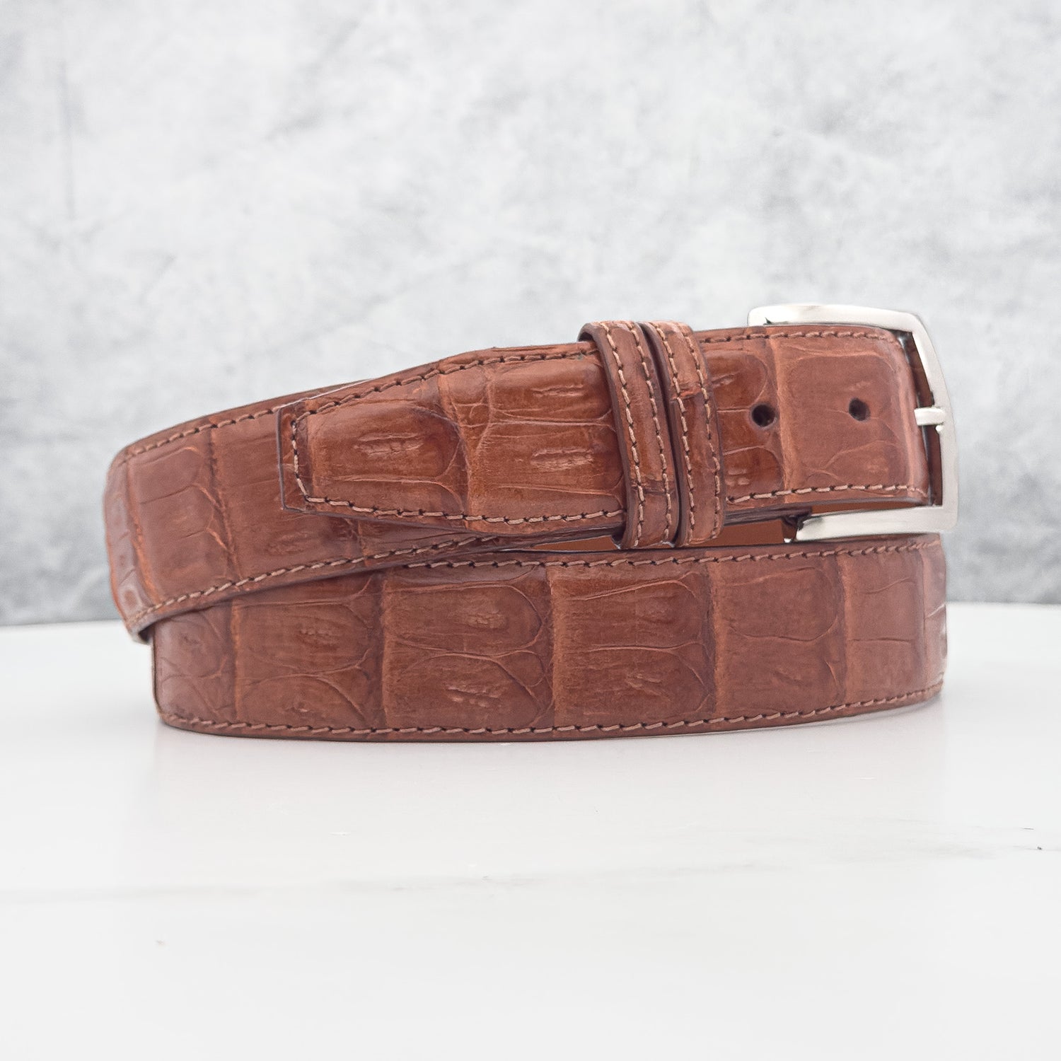 Ready To Ship Caiman Belt: Diamond Cognac