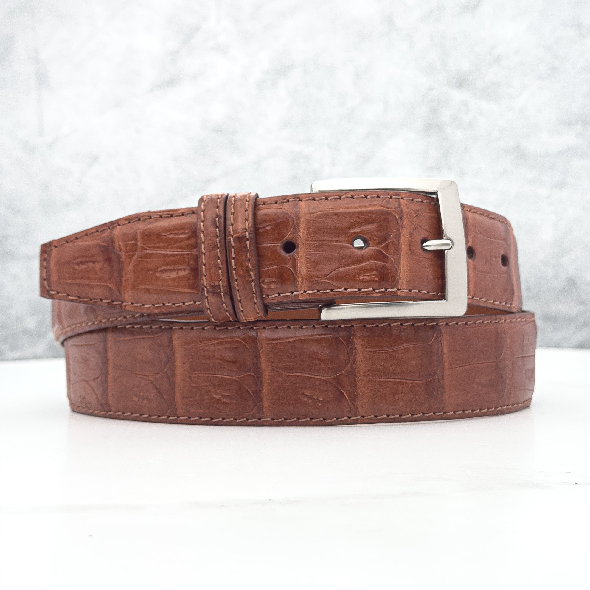 Ready To Ship Caiman Belt: Diamond Cognac