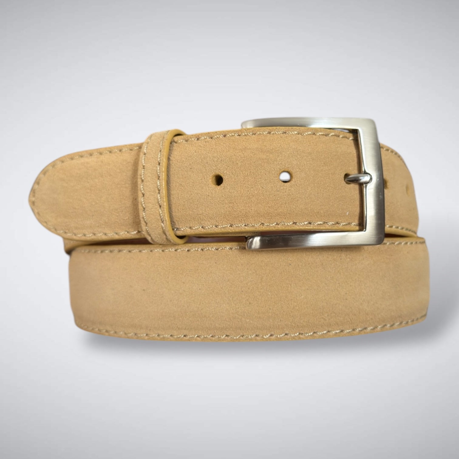Ready To Ship Italian Calf Suede Belt: Desert Ivy (1.5 Width)