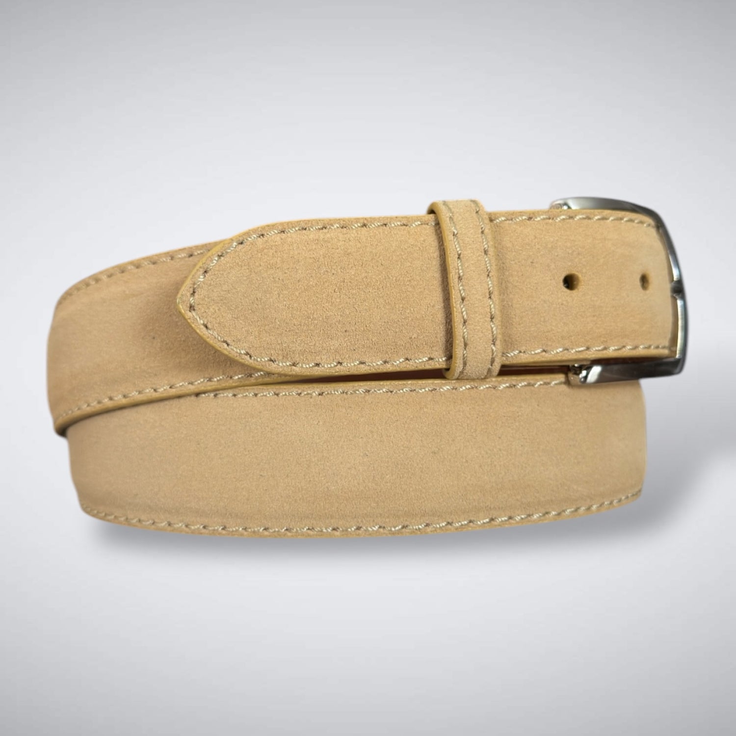 Ready To Ship Italian Calf Suede Belt: Desert Ivy (1.5 Width)