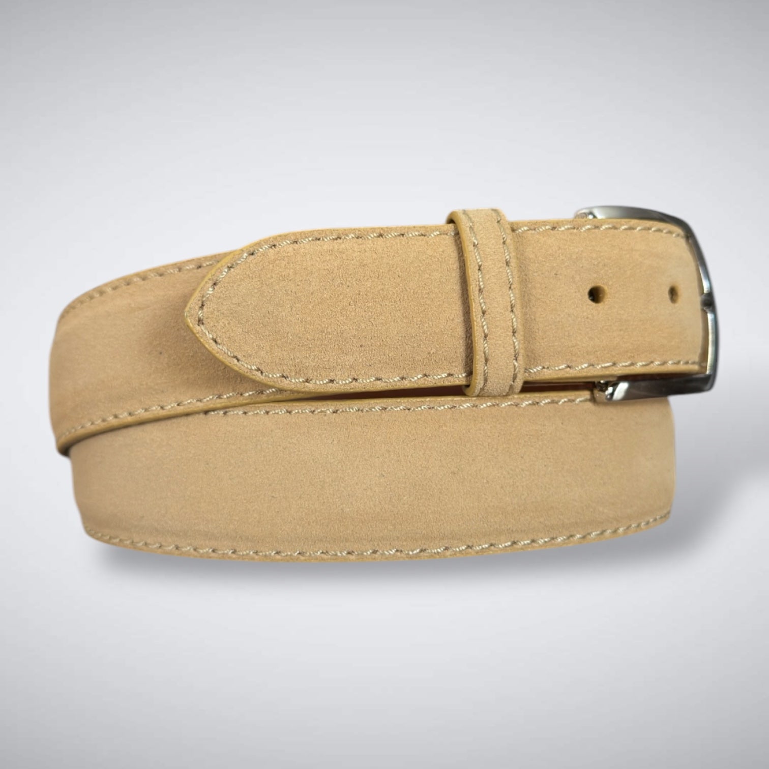 Ready To Ship Italian Calf Suede Belt: Desert Ivy (1.5 Width)