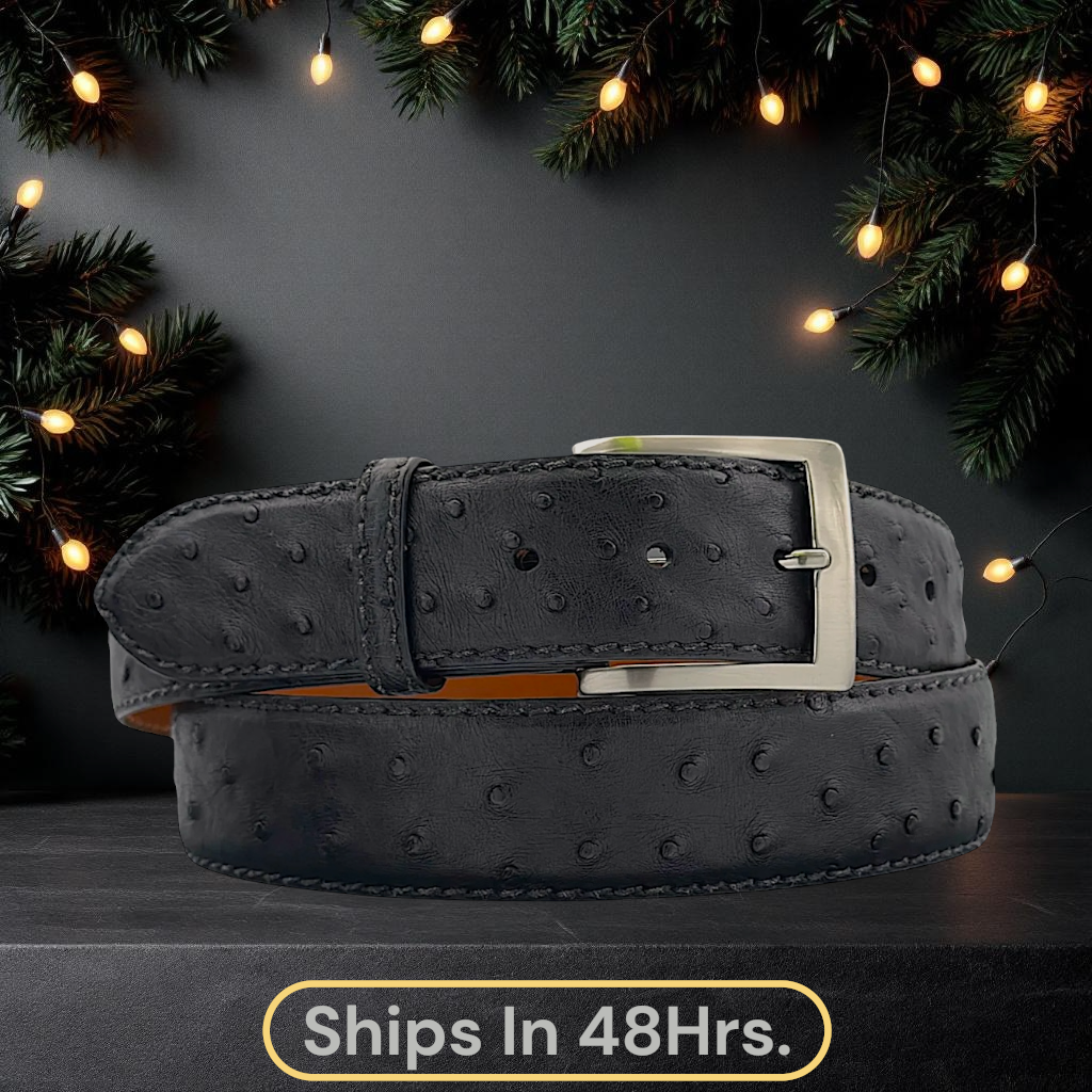 Ready To Ship Ostrich Quill Belt: Drop Zone 1.5&quot; width