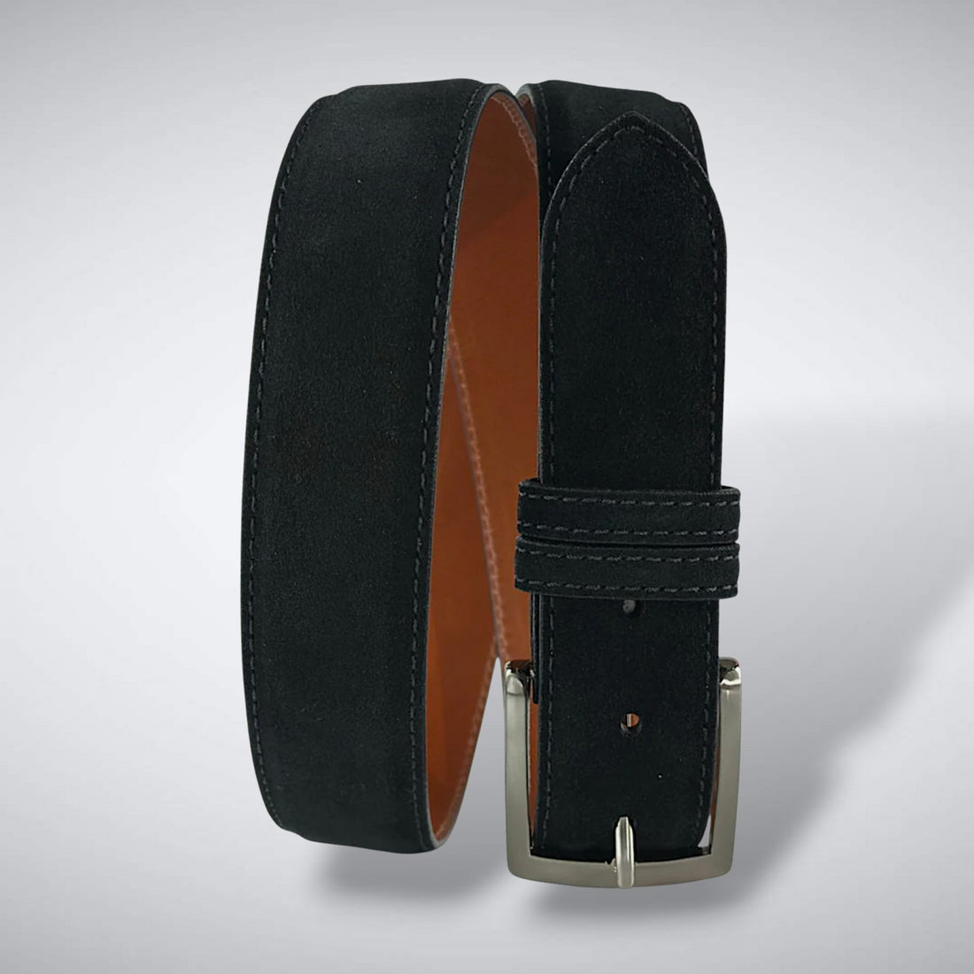 Italian Suede Calf Belt: Black