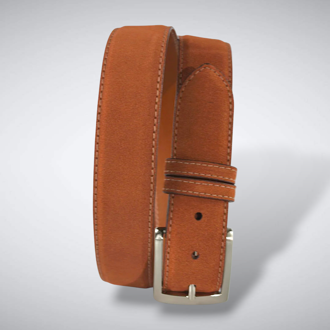 Italian Suede Calf Belt: Cognac
