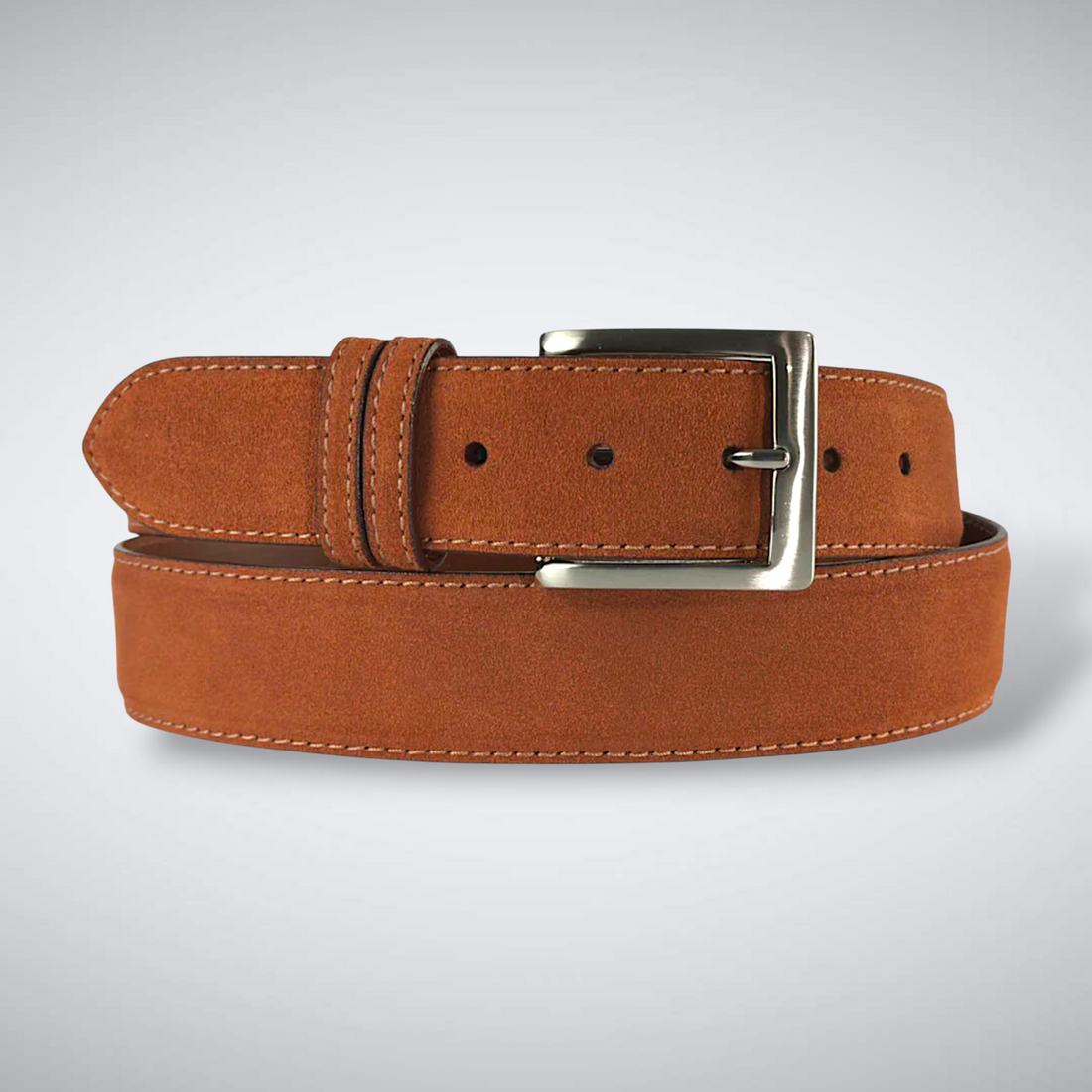 Italian Suede Calf Belt: Cognac